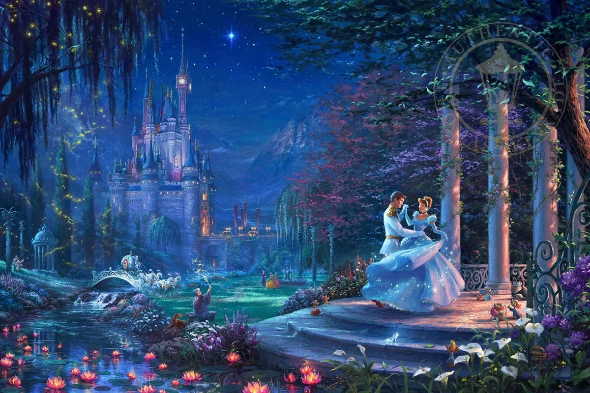 Cinderella Dancing in the Starlight by Thomas Kinkade Disney — Giclee On Canvas