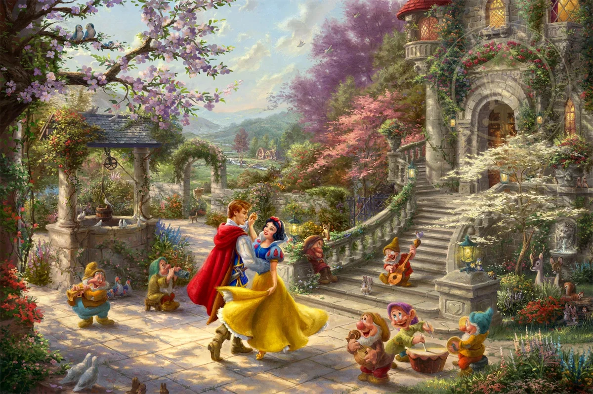 Snow White Dancing in the Sunlight by Thomas Kinkade Disney — Giclee On Canvas