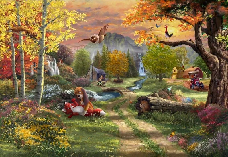 Disney Fox and the Hound by Thomas Kinkade Disney — Giclee On Canvas