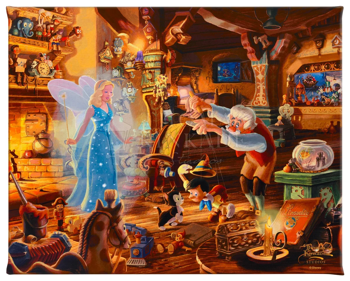 Geppetto's Pinocchio by Thomas Kinkade Disney — Giclee On Canvas