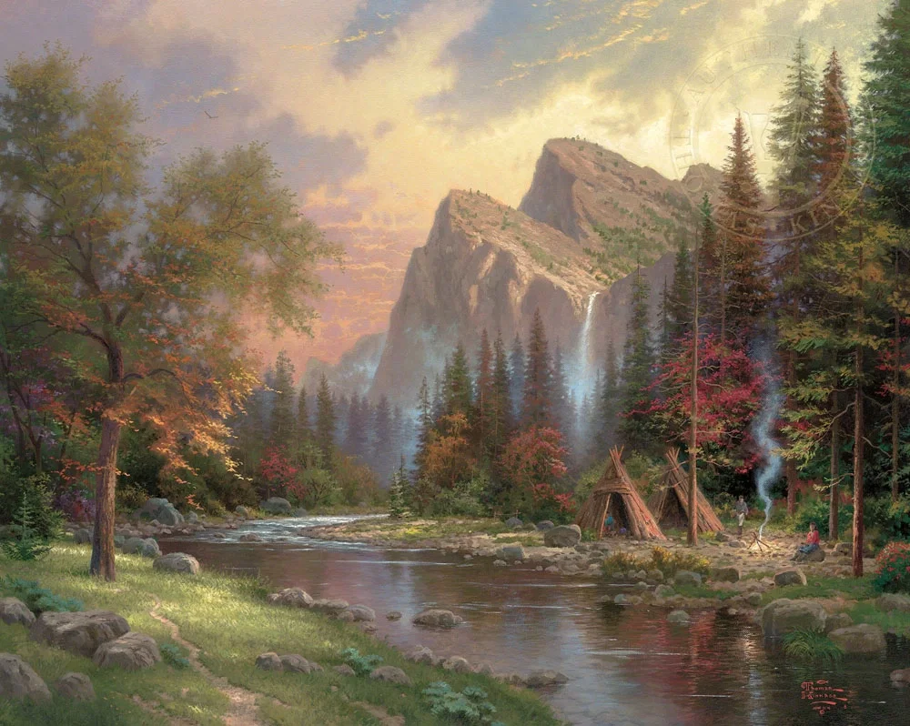 The Mountains Declare His Glory by Thomas Kinkade — Giclee On Canvas