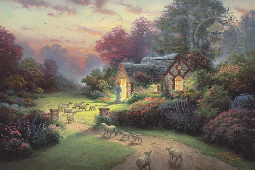 The Good Shepher's Cottage by Thomas Kinkade — Giclee On Canvas Artist Proof