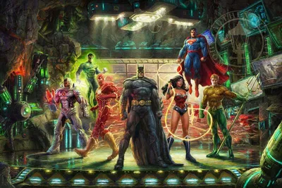 Thomas Kinkade DC Comics - The Justice League