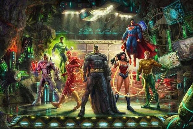 Thomas Kinkade DC Comics - The Justice League