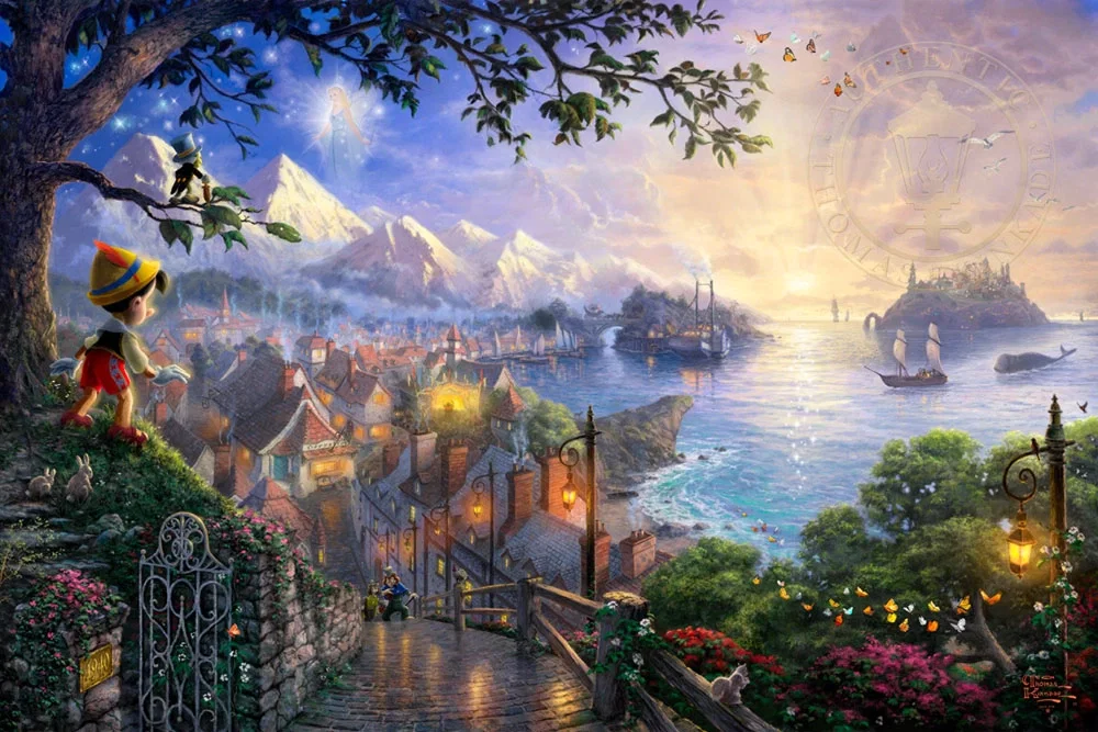 Pinocchio Wishes Upon A Star by Thomas Kinkade Disney — Giclee On Paper