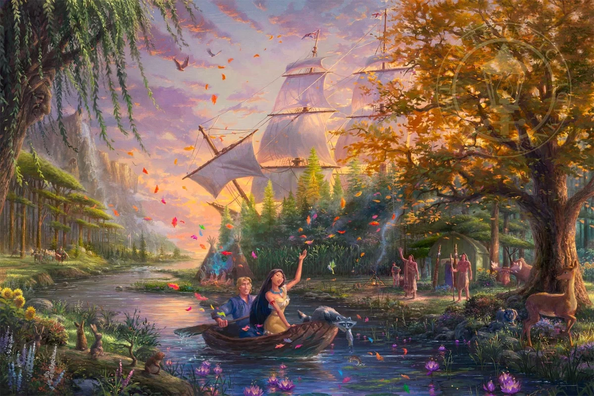 Pocahontas Colors Of Love by Thomas Kinkade Disney — Giclee On Canvas