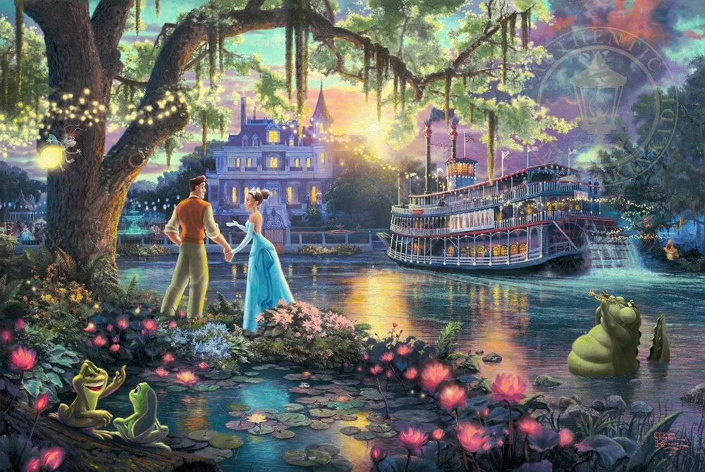 The Princess and the Frog by Thomas Kinkade Disney — Giclee On Canvas