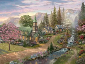 Thomas Kinkade - Sunday Morning Chapel