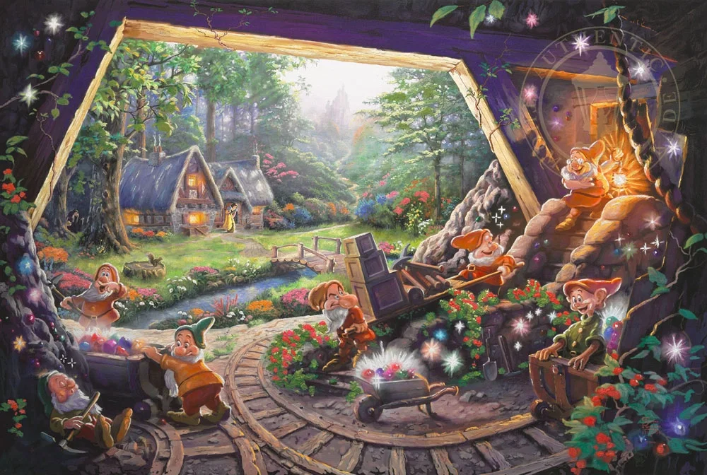 Snow White and the Seven Dwarfs by Thomas Kinkade Disney — Giclee On Canvas
