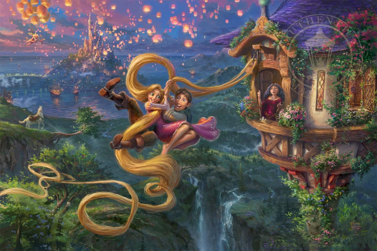 Tangled Up in Love by Thomas Kinkade Disney — Giclee On Canvas