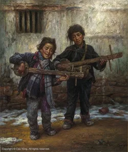 The Children Sang Old Song Artist Proof by Cao Yong — Giclee On Canvas Artist Proof The Tibet Series