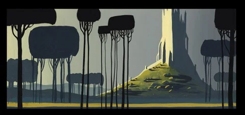 Sleeping Beauty Castle on the Hill Giclee on Canvas by Disney Concepts