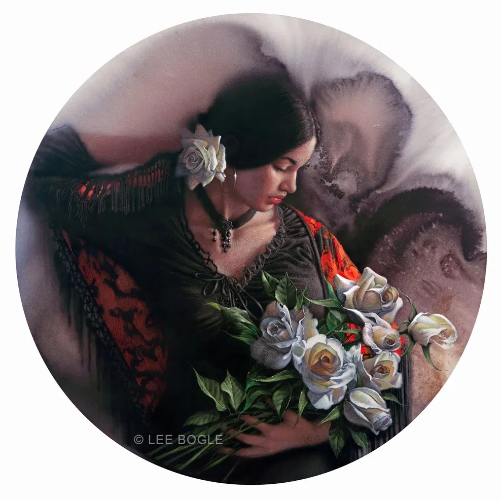 White Roses by Lee Bogle — Giclee On Canvas
