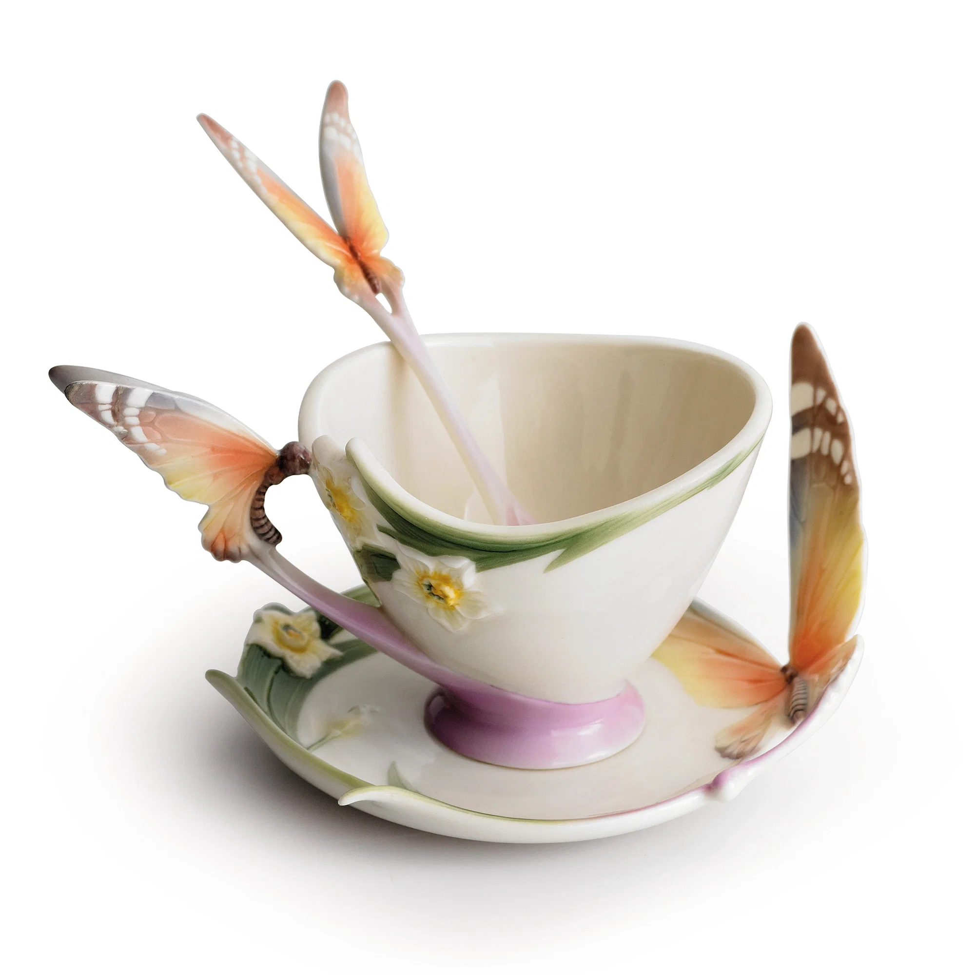 Papillon butterfly cup/saucer/spoon set by Franz Porcelain — Fine Porcelain