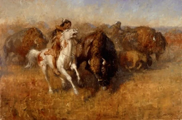 Buffalo Hunt By Andy Thomas by Andy Thomas — Giclee On Canvas Artist Proof