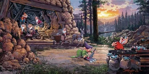 Where A Million Diamonds Shine - From Disney Snow White and the Seven Dwarfs by Rodel Gonzalez — Hand-Embellished Giclee on Canvas