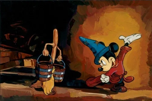 The Sorcerers Apprentice - From Disney Fantasia by Jim Salvati — Hand-Embellished Giclee on Canvas