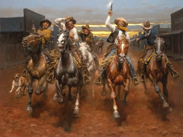Charge Of The Bar T Brigade By Andy Thomas by Andy Thomas — Giclee On Canvas Artist Proof