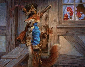 Scott Gustafson - The Fox Guarding The Henhouse Smallwork Canvas Edition