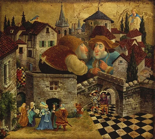 Two Men In Conversation Attempting To Put Things Le Canvas by James Christensen