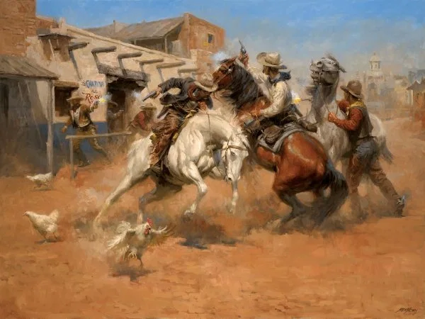 Leaving Old Mexico By Andy Thomas by Andy Thomas — giclee on canvas