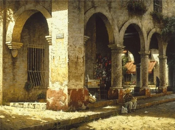 Plaza Del Mercado By George Hallmark Giclee On Canvas  Signed And Numbered by George Hallmark