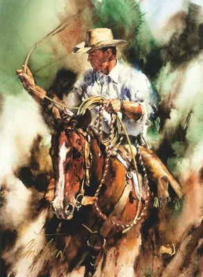 Chris  Owen - Ranch Roping By Chris Owen Print  Artist Proof