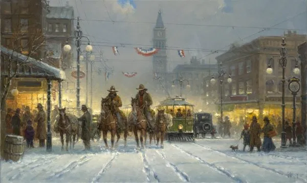 G Harvey - Snowy Tracks By G. Harvey Giclee On Canvas  Signed & Numbered