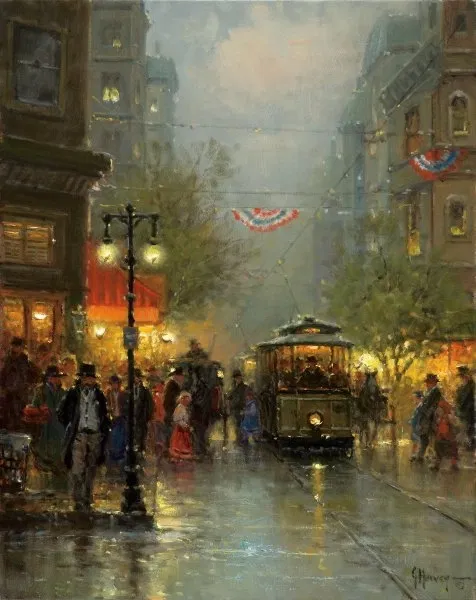 G Harvey - The Theater Crowd By G. Harvey Giclee On Canvas  Signed & Numbered