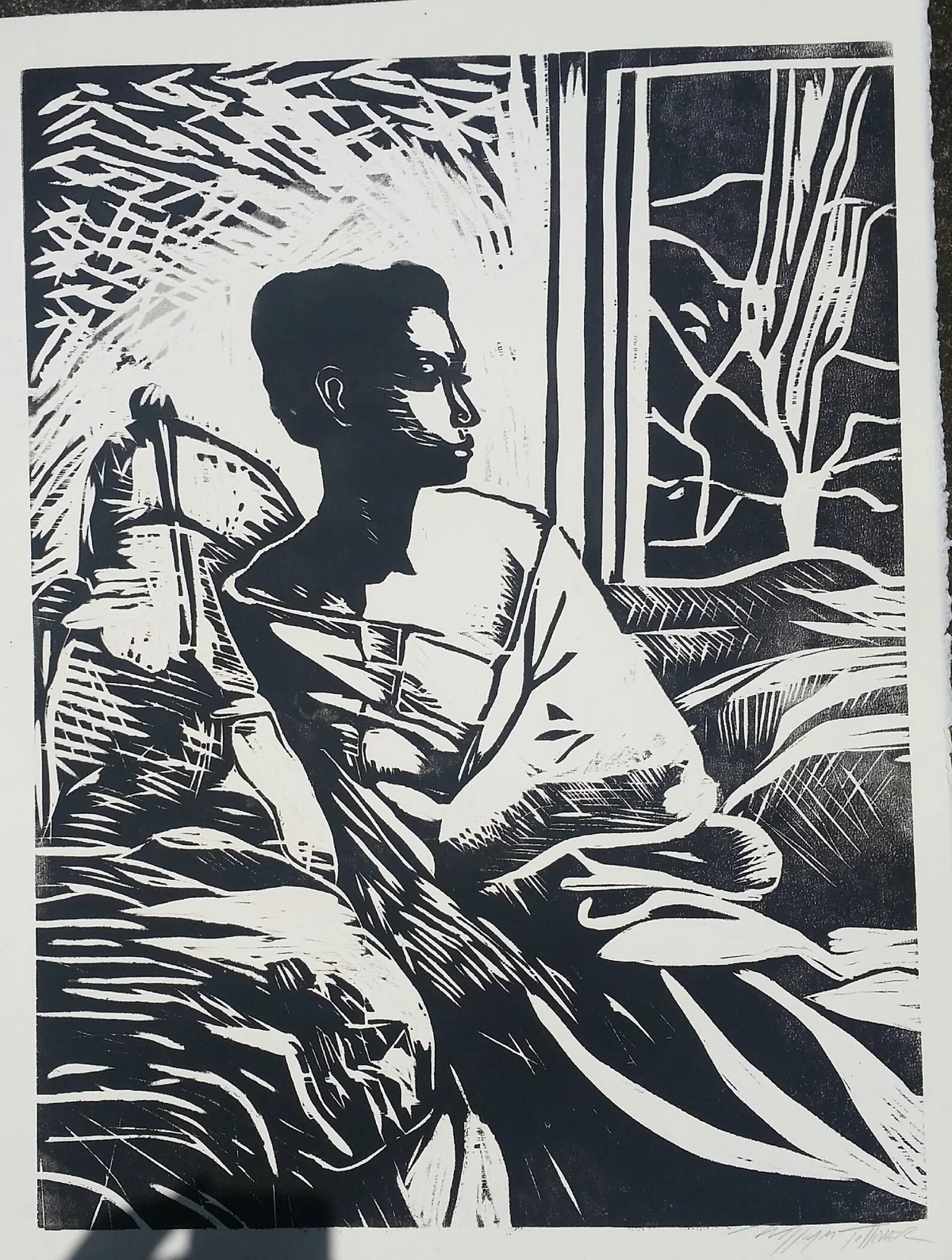 Etching Contemplation Artist Signed by William Tolliver